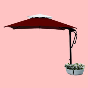 Imagem do Ombrelone Papaiz Oasis - Lateral Quadrado, cobertura vinho e sino branco